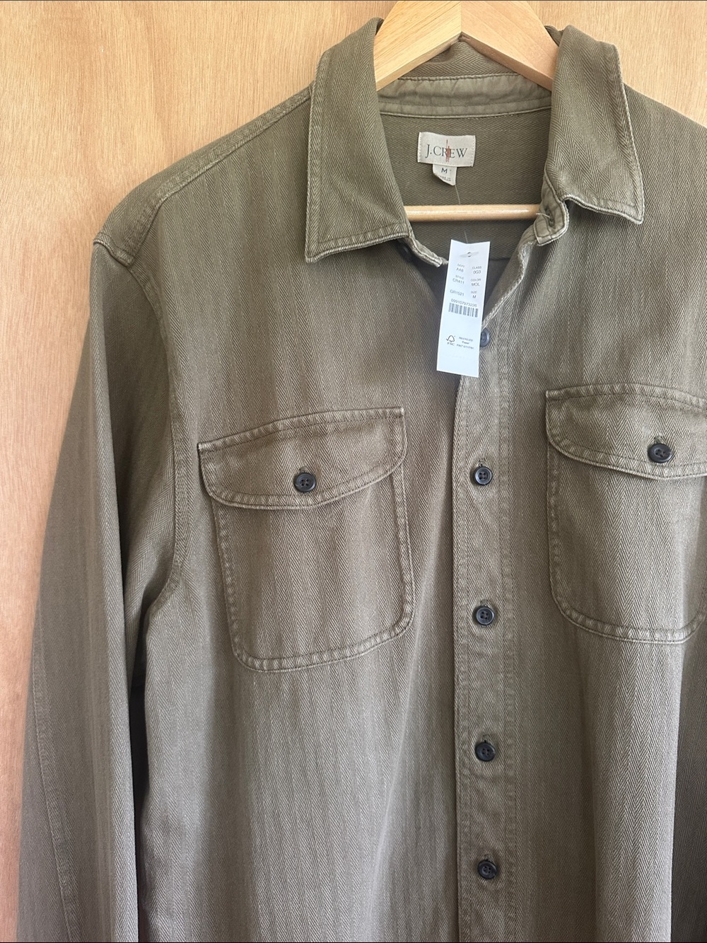 J. Crew Olive Green Lightweight Button-Up Shirt Jacket - Picture 5 of 7
